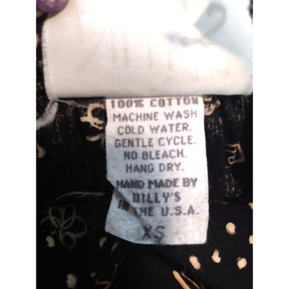 Vintage Dilly's Women's Black 100% Cotton Floral Dress XS Hand Made In USA - Picture 9 of 9